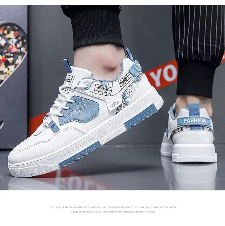 Men's shoes 2024 summer new breathable white shoes men's trendy and versatile thick soled sports board shoes trendy shoes