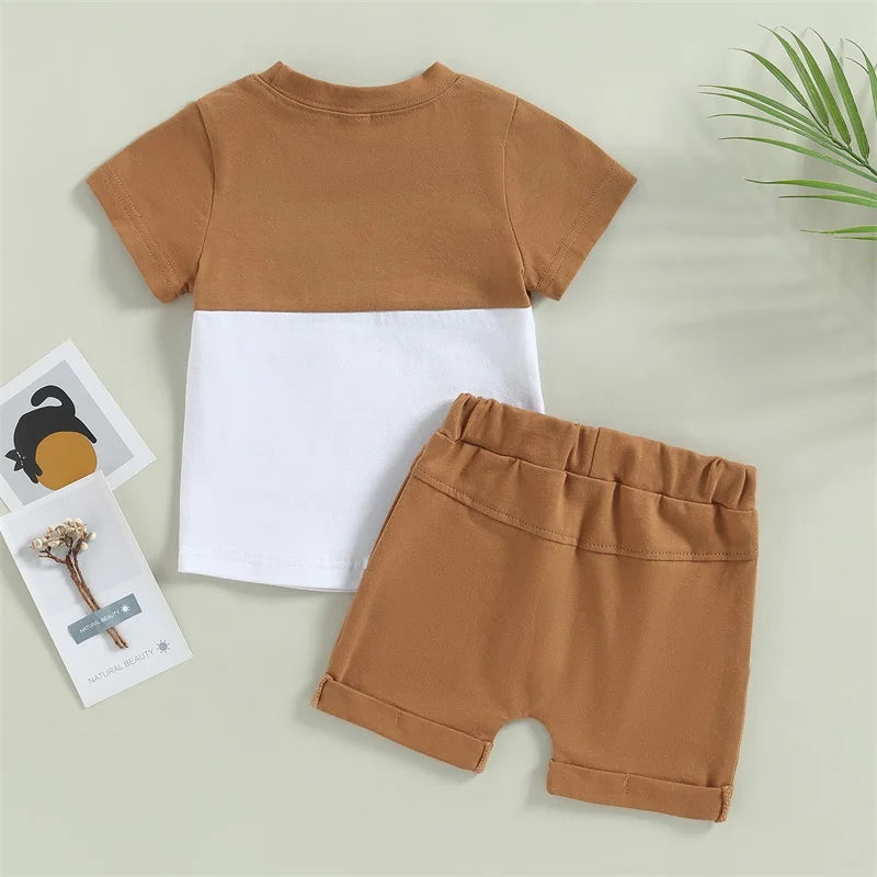 Pudcoco Toddler Boy Summer Clothes Toddler Outfits Short Sleeve T-Shirt and Shorts 2Pcs Little Boy Kids Sets 3-5T