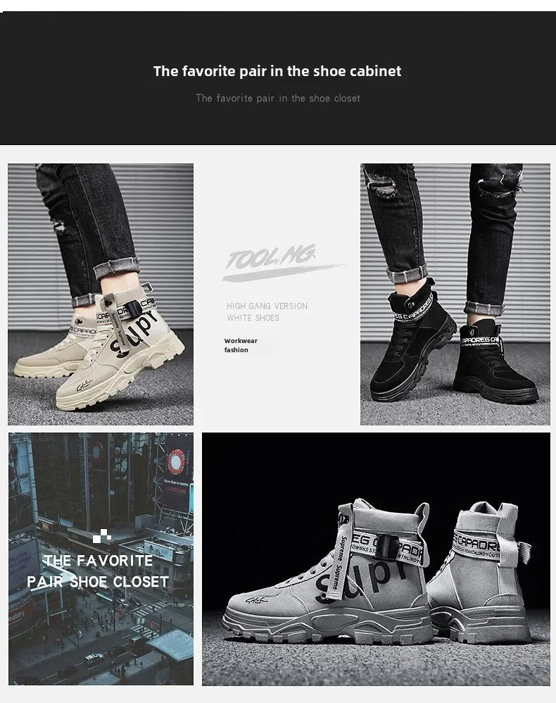 Men's boots Men Boots Luxury Casual sneaker Men Motorcycle botas High Ankle Walking Shoes Leather Safety shoes botas para hombre