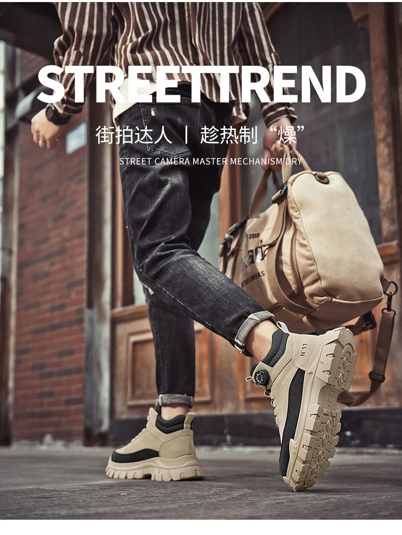 Men's Short Boots 2024 Winter New Thick Soled Work Casual Shoes Waterproof Non-Slip Sneakers Male Tenis Shoes Outdoor Boots Men