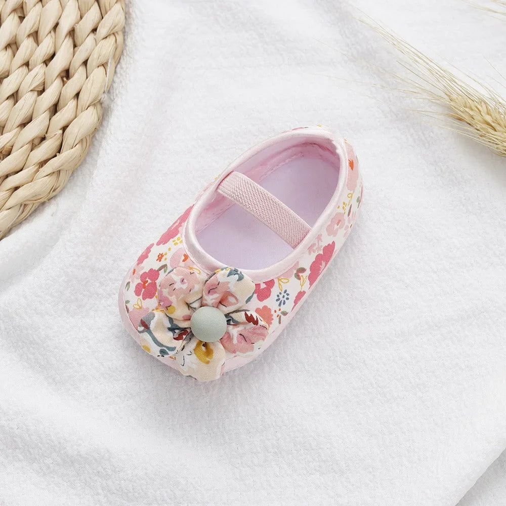 Baby Shoes for Kids Girls Colorful Flowers Princess Shoes Infant Toddler Soft Cotton Anti-slip First Walkers Shoes 0-18 Months