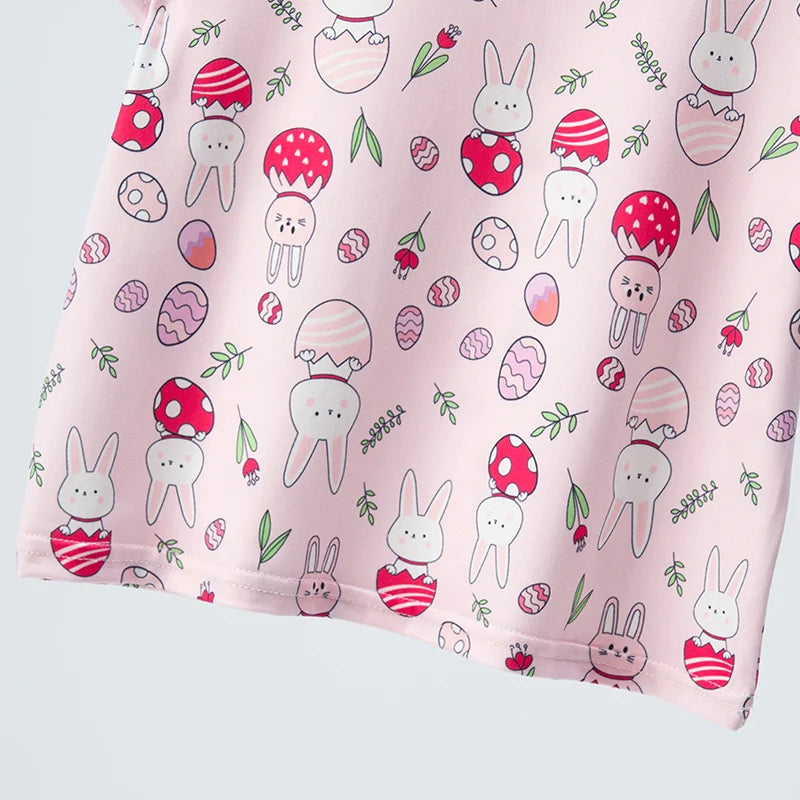 2-piece Summer Children's Shorts Short Sleeve Suit Girl Sweet And Lovely Pink Rabbit Coat Boy Handsome Bear Joker Home Clothes