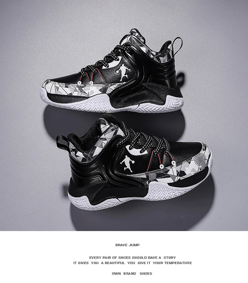 Hot Sale Basketball Shoes For Children Fashion Design Purple Children's Basketball Sneakers High Top Lace-up Kids Sports Shoes