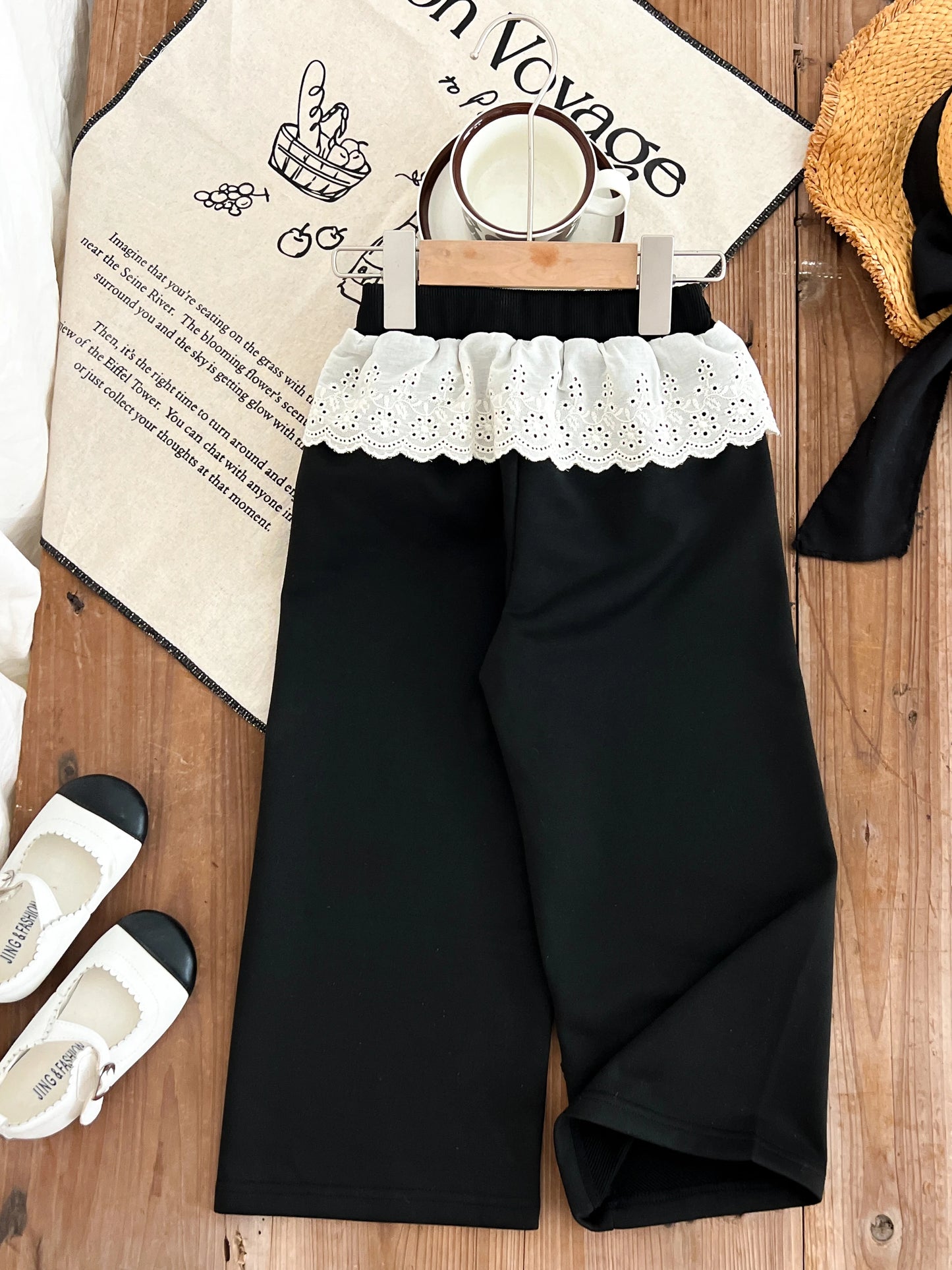 children's clothing for 3-7 years  white bow printed long-sleeved top + pants autumn girls set