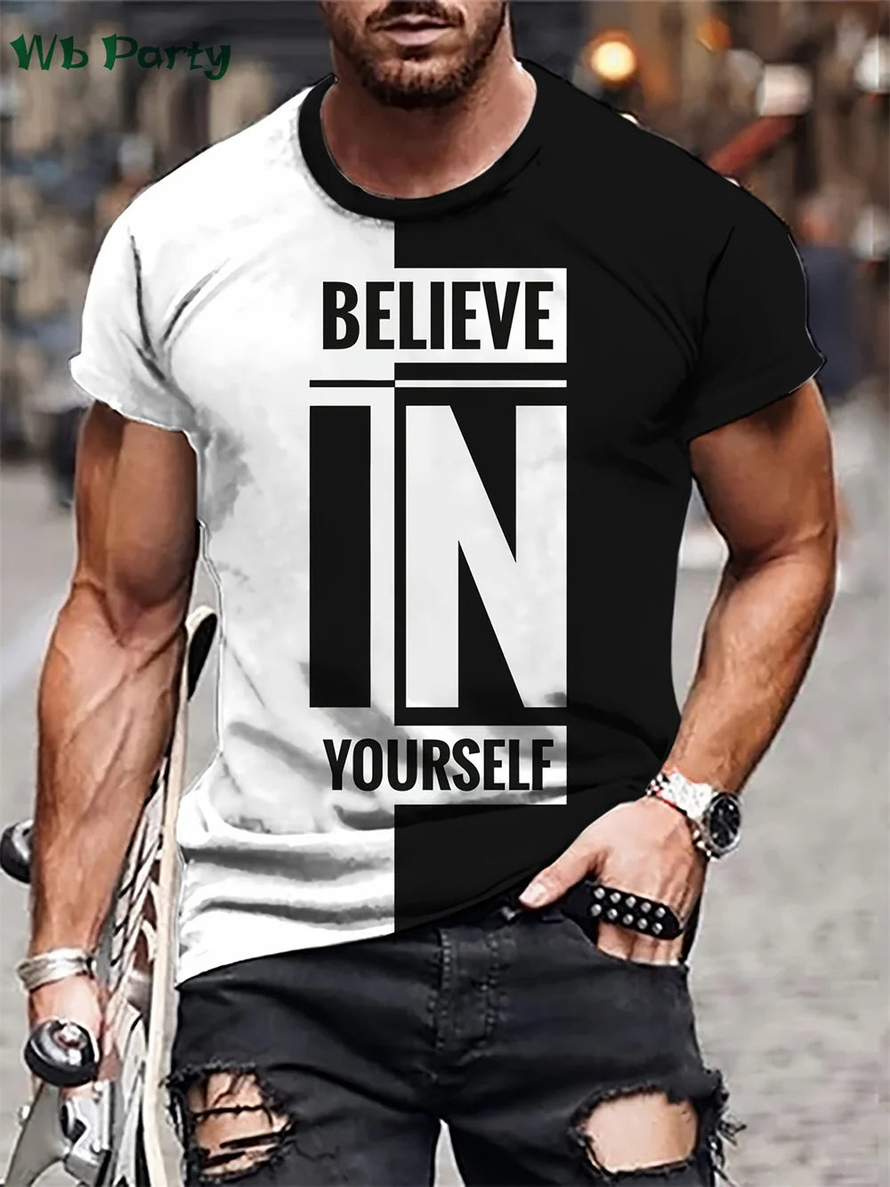 Believe in Yourself Graphic Print Clothes Men Designer T shirt Men's Summer Clothes Y2k Clothes O-Neck Men Short Sleeve Tee Tops