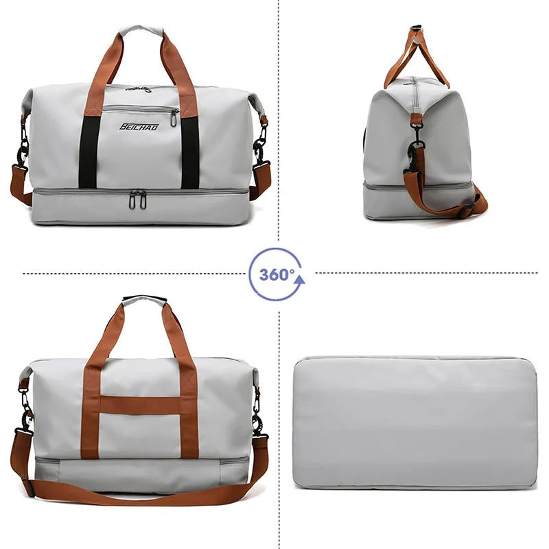 Weekend Sports Bags for Women with Shoe Compartment Travel Shoulder Bag Carry On Personal Item Handbags Gym Bag