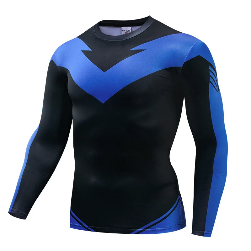 3D Nightwing Men T Shirt Running Quick-Dry Shirts Men Compression T-Shirts Sportswear Gym Rash Guard Boxing Training Sports Tops