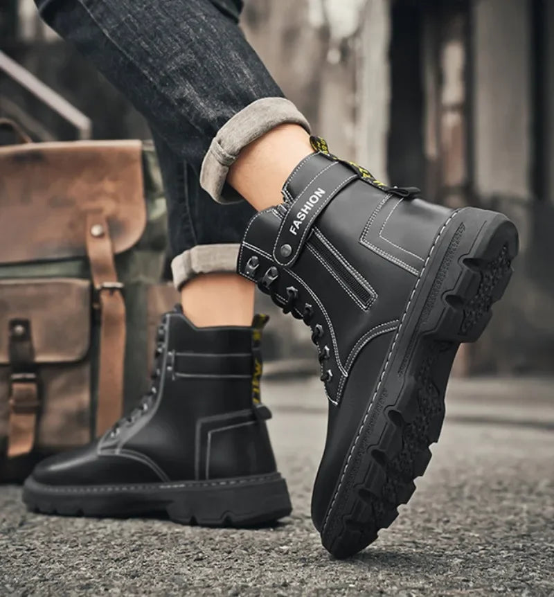 Men's Works Boots Spring Autumn Anti-slip Waterproof Male Sneakers Desert Tactical Boots Outdoor Travel Wear-resistant Man Shoes