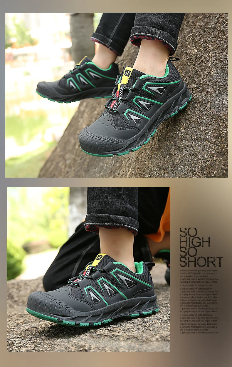 Children‘s Hiking Shoes Kids Waterproof Athletic Shoes Non-slip Boys Girls Casual Trekking Sneakers Outdoor Lace-up Tennis Shoes