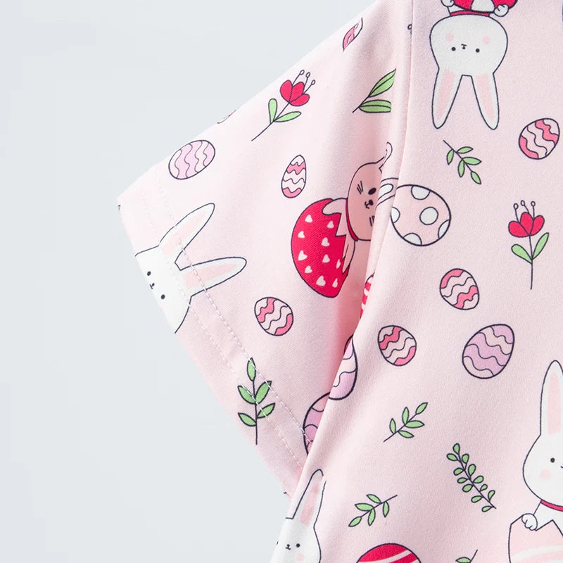 2-piece Summer Children's Shorts Short Sleeve Suit Girl Sweet And Lovely Pink Rabbit Coat Boy Handsome Bear Joker Home Clothes