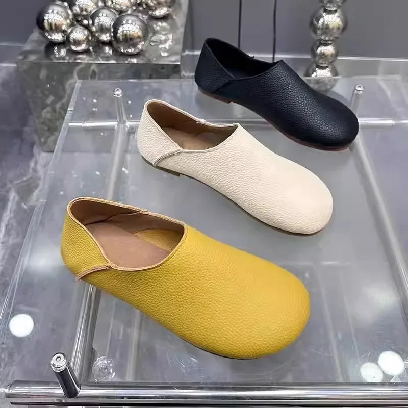 2025 New Women's Single Shoes Summer New Round Head Shallow Mouth Casual Comfortable Soft Sole Wear-resistant Shoes