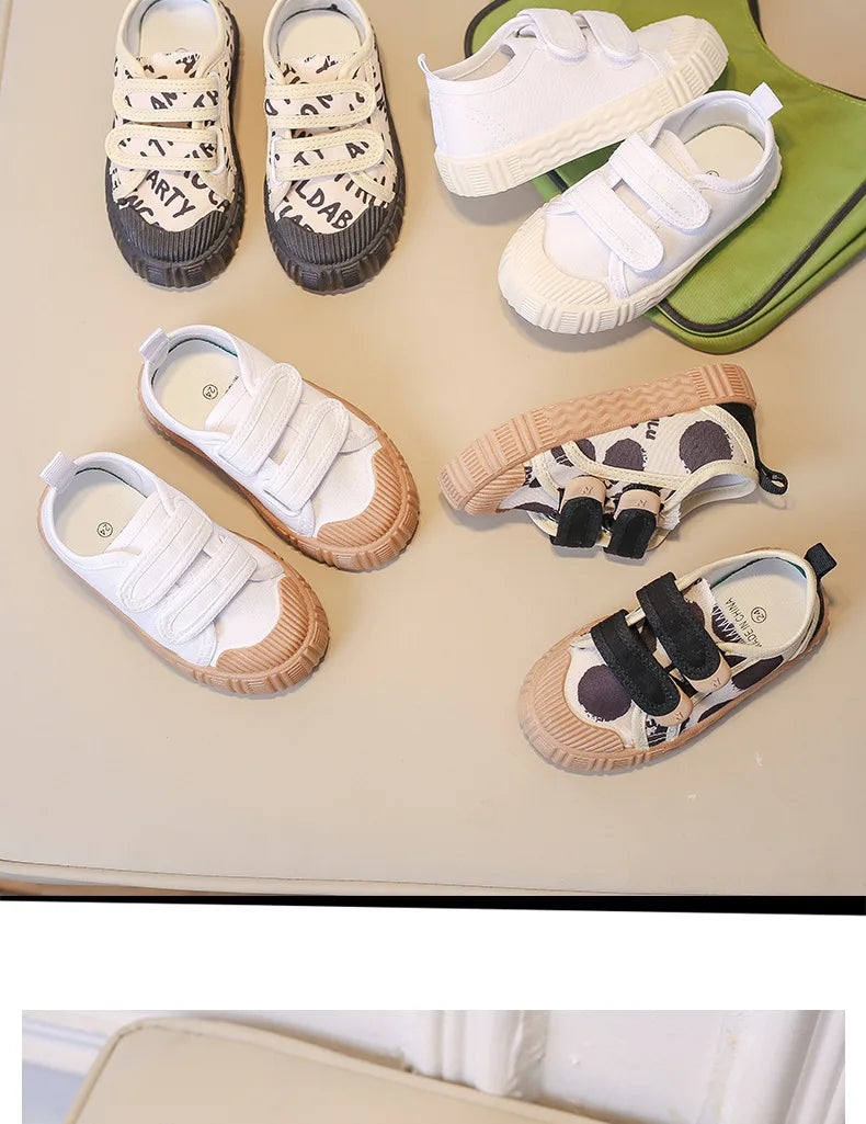 Kids Shoes for Girls Boys Non-slip Soft Sole Canvas Shoes Child Letters Toddler Casual Shoes Tenis Versatile Breathable Sneakers