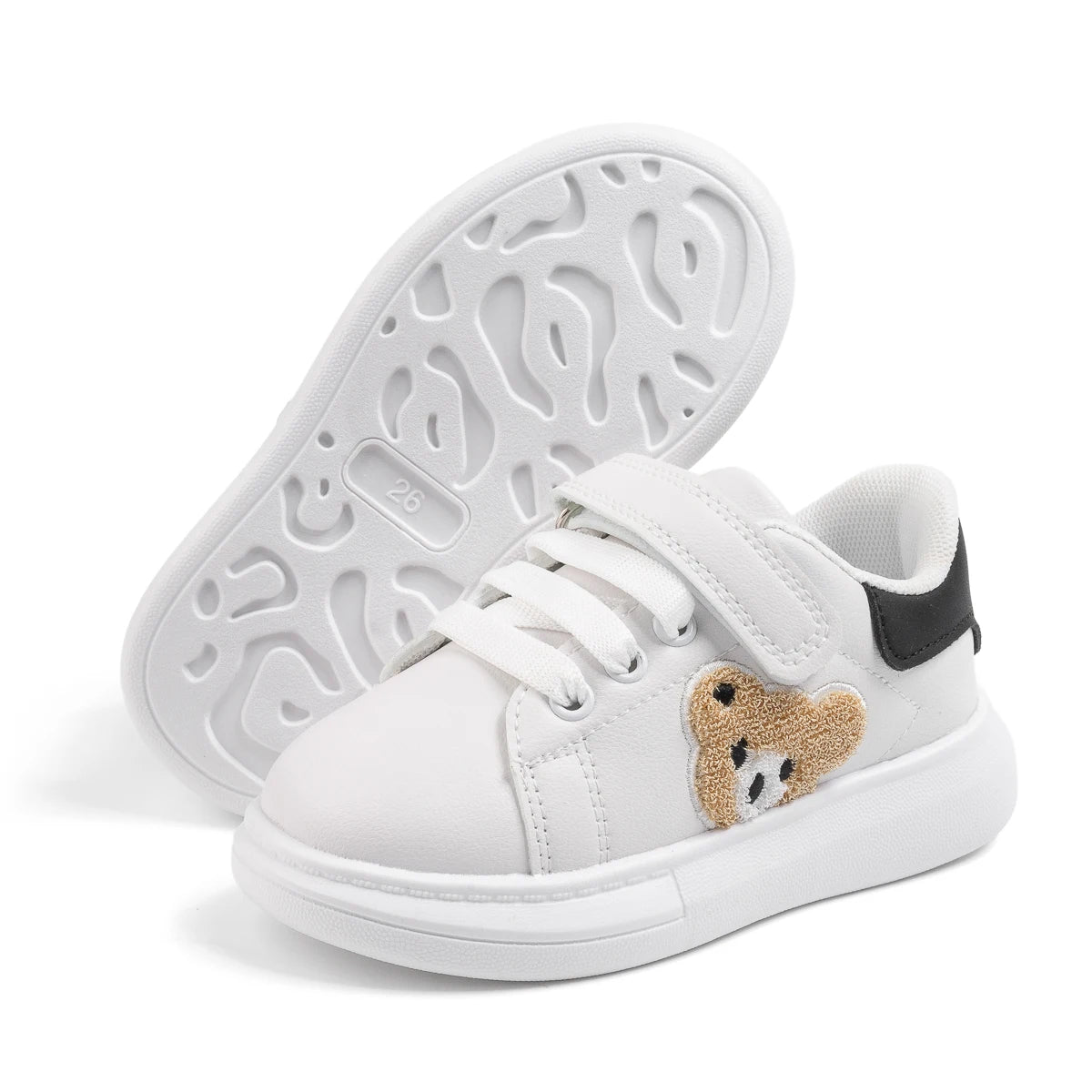 Children's Sneakers Solid Color Bear Casual Shoes Anti-Slip Soft Comfortable Kids Shoes Four Seasons Hundred Boys Girls Sneakers