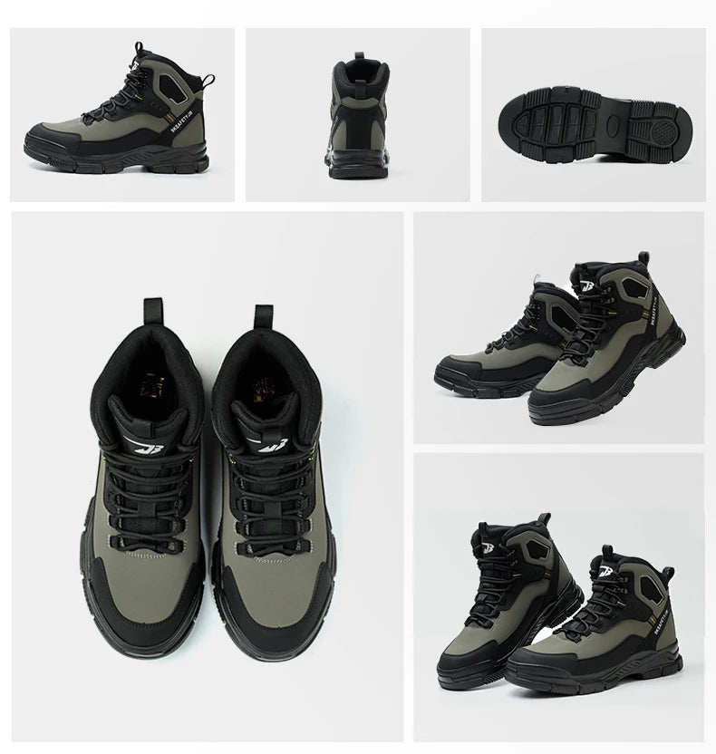 Men's High Top Work Safety Boots with Steel Toe - Anti-Smash, Durable, Protective & Comfortable for Industrial and Outdoor Use