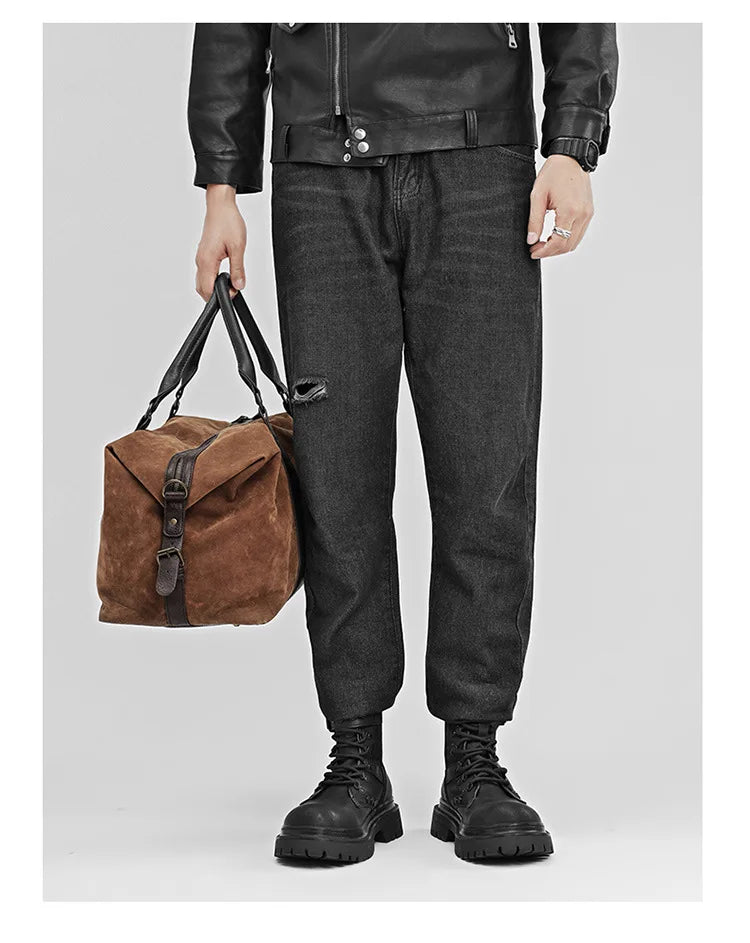 Men's High-Top Boots Retro British Style Black Tooling  Boots Fad Belt Buckle Designer Motorcycle Boot Man Casual Platform Boots