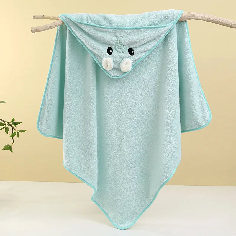 Toddler Bathrobe Infant Bath Towel Boy Girl Blankets Swaddle With Hood Cartoon Coral Fleece Towel Blanket Newborn Kids Bedding