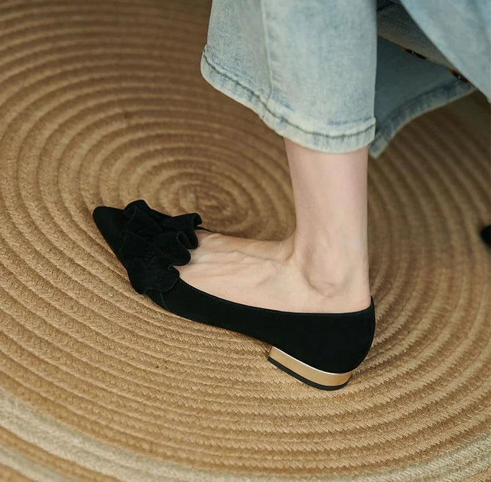 Shoes for Woman 2025 Office Women's Summer Footwear Pointed Toe Yellow Low Heel Elegant Fashion Trend on Promotion High Quality