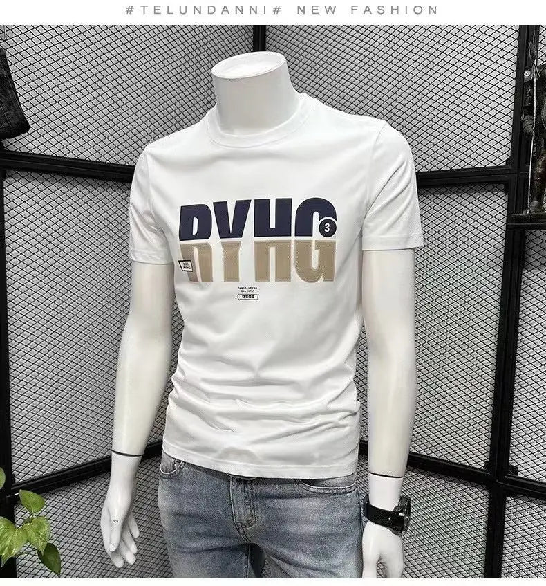 Summer Men's Clothing Luxury Designer 100℅ Cotton Streetwear Letter Printed Casual Cotton Tees Men's O-Neck Short Sleeve T-Shirt