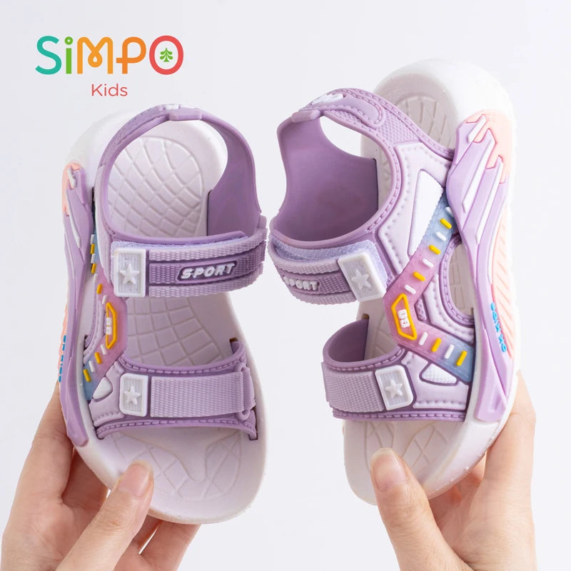 Summer Kids' Sandals Unisex Soft Bottom Casual Beach Shoes for Primary School Students Boys & Girls Charms Decorations