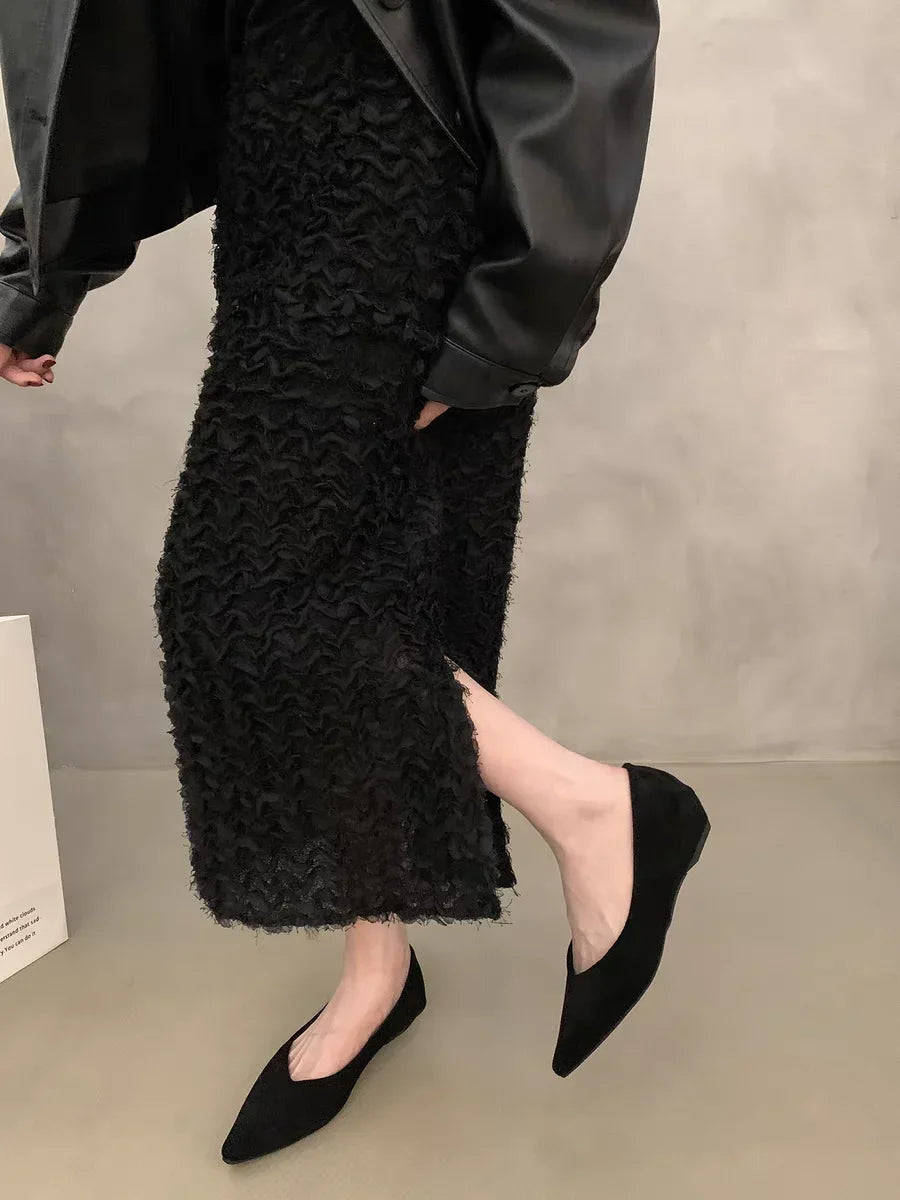 Women's Fashion Flat Shoes 35-39 Pointed Toe Shallow Mouth One Foot Stirrup Single Shoes Comfortable Soft Bottom Women's Shoes