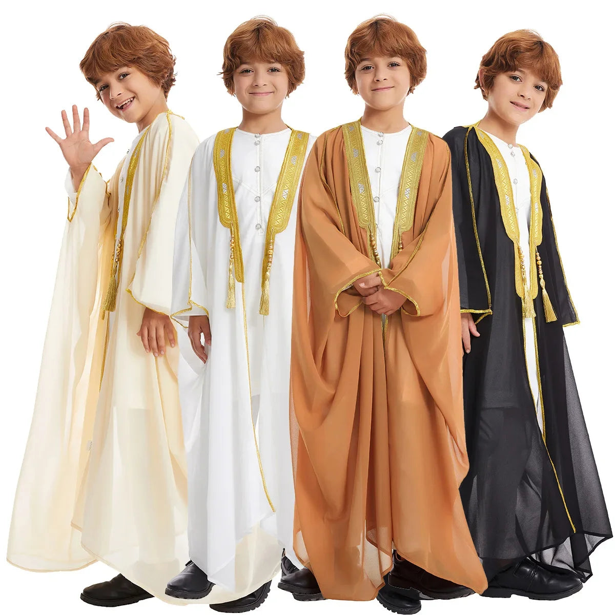 Eid Kids Boys Robe Muslim Dress Children Open Abaya Prayer Kaftan Ramadan Morocco Jubba Modest Islamic Dubai Saudi Abaya Thobe