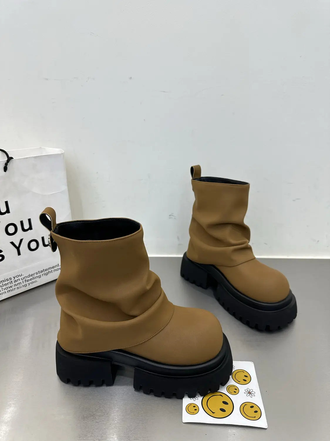 New Style Work Boots for Spring and Autumn Non-slip Wear-resistant Women Short Boots Thick-soled Zippered Mid-tube Women's Boots