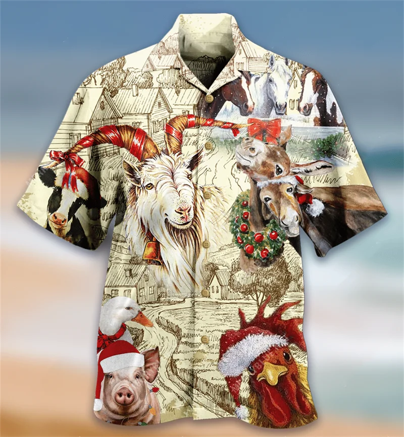 Hawaiian shirt Animal Dragon 3D shirt Summer loose breathable men's short sleeved shirt 3D printed Cuban collar men's clothing