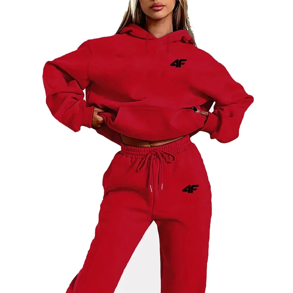Ladies Hoodie Sweatshirt Set, Street Hip Hop Hoodie Set, Casual Two-piece Set, Plush Sweatshirt, Fashionable Outdoor Wear