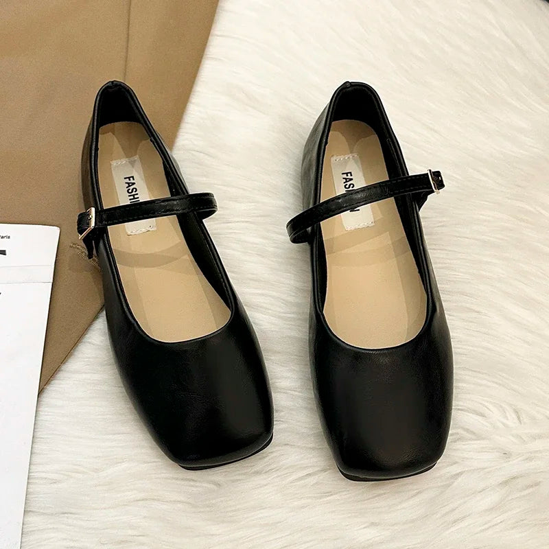 2025 Women Leather Shoes Spring Autumn New Fashion Korean Style Soft Bottom Anti-slippery Versatile Retro Simple Lady Flat Shoes
