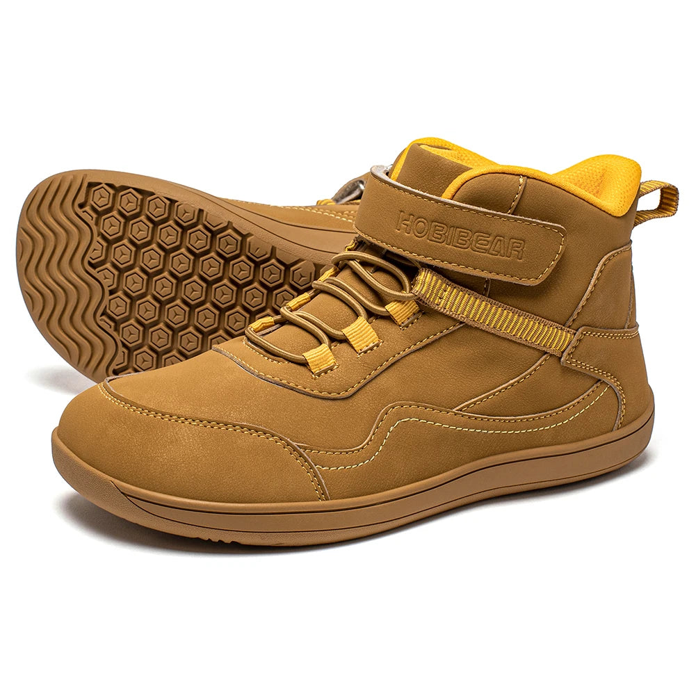 2025 Kids Mid-Barefoot Shoes Big/Kid Wide Toe Box Zero Drop Artificial Leather Hook-Loop Outdoor Boots  kids shoes