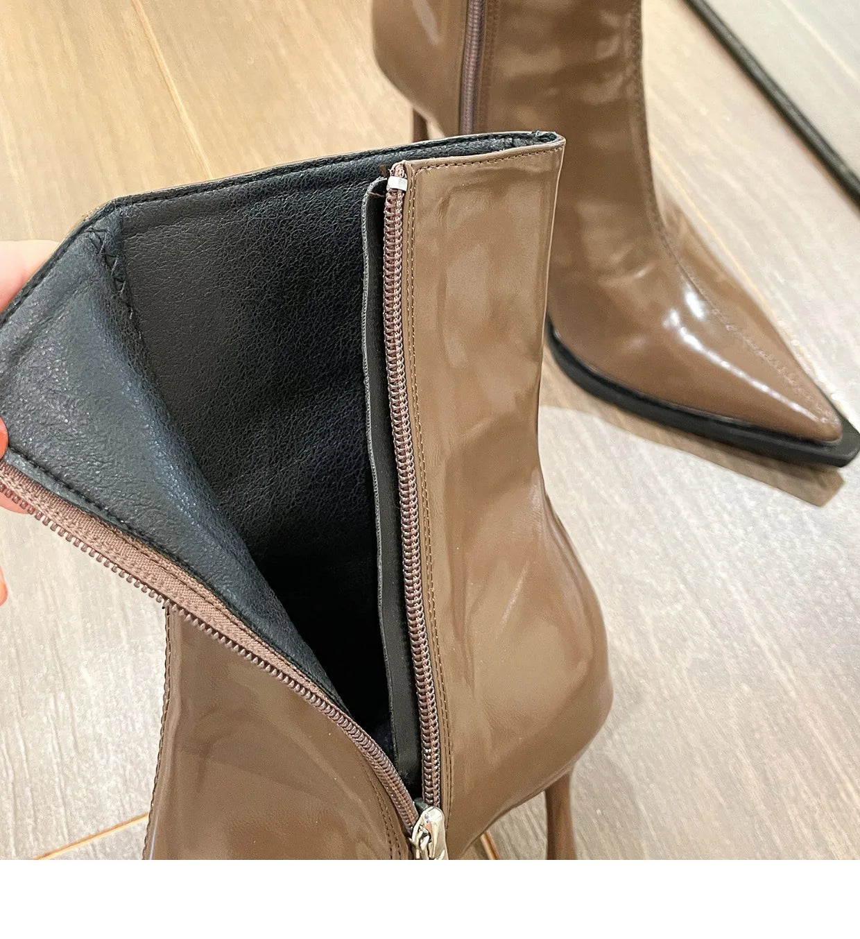 Women's Boots Autumn Boots-Women Winter Footwear Shoes Zipper Luxury Designer 2024 Ankle High Heel Leather Rubber Fashion