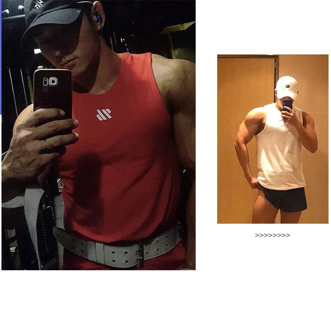 Mens Workout Tank Tops Mash Fabric Quick Dry Muscle Sleeveless Shirts Cut Off Slim Fit  Bodybuilding Gym Tees Singlet