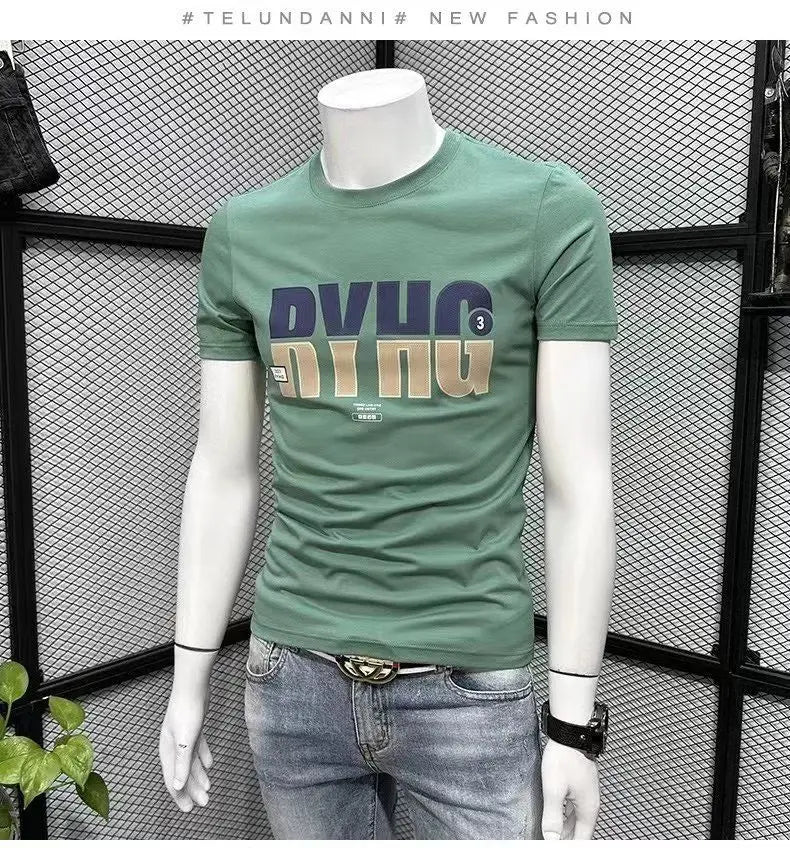 Summer Men's Clothing Luxury Designer 100℅ Cotton Streetwear Letter Printed Casual Cotton Tees Men's O-Neck Short Sleeve T-Shirt