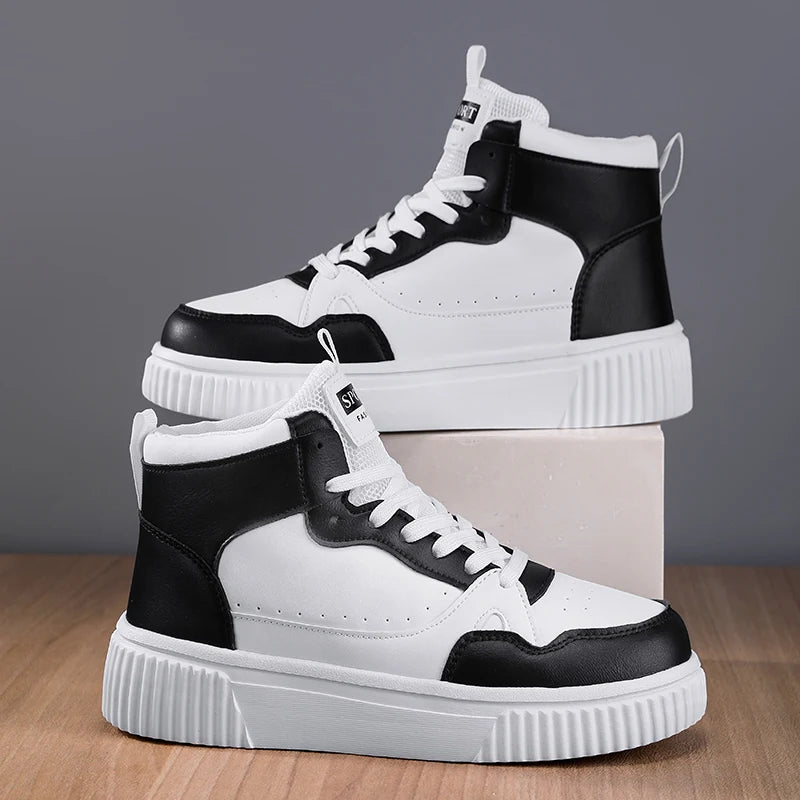 Classic High Top Men's Board Shoes Leather Casual Sports Lightweight Cosy Street Trend Walking Shoes for Men And Women