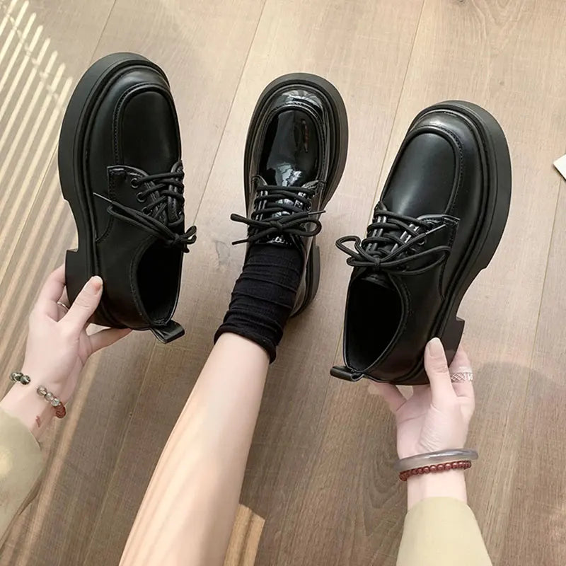 Women's Shoes Platform Round Toe British Style All-Match Oxfords Casual Female Sneakers Shallow Mouth Flats Autumn Loafers With