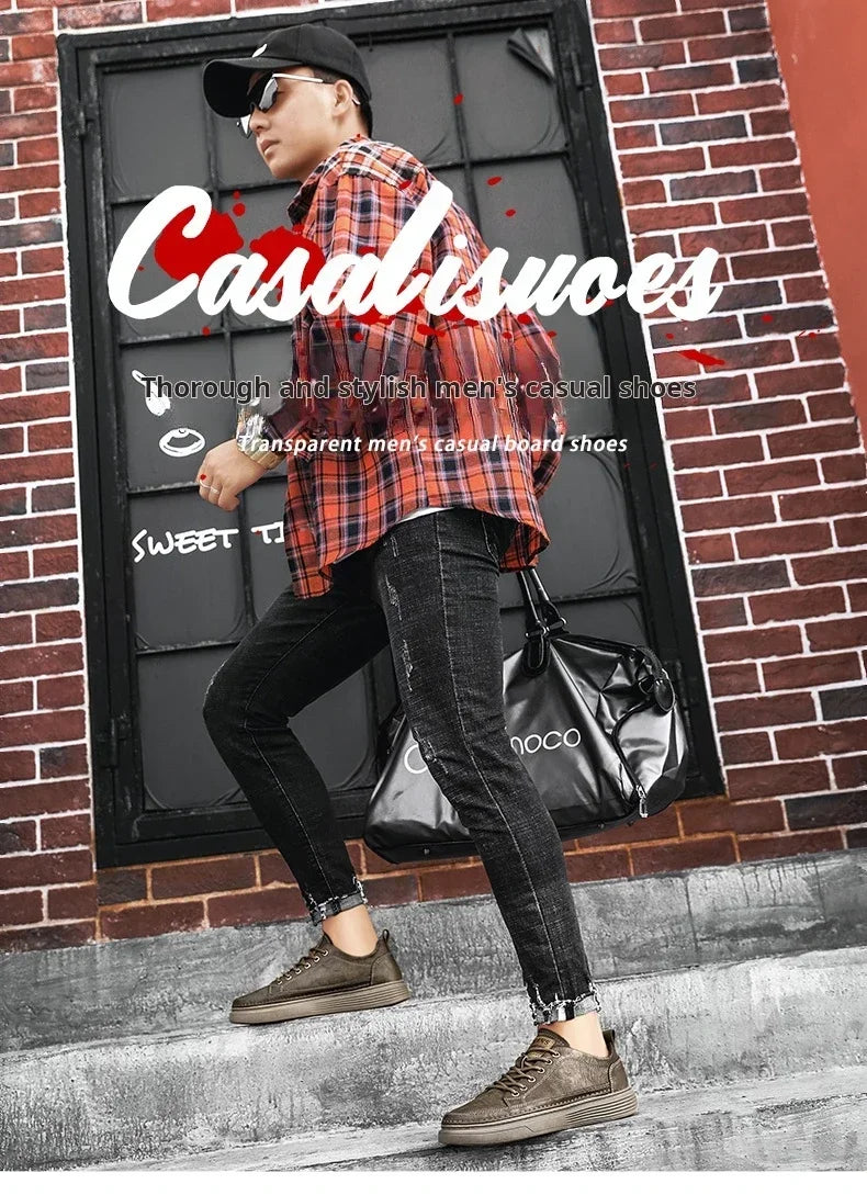 Classic Men's Sneakers Platform Slip on Casual Shoes for Men Leather Sneakers New Comfort Flat Shoes Spring Men's Loafers Shoes