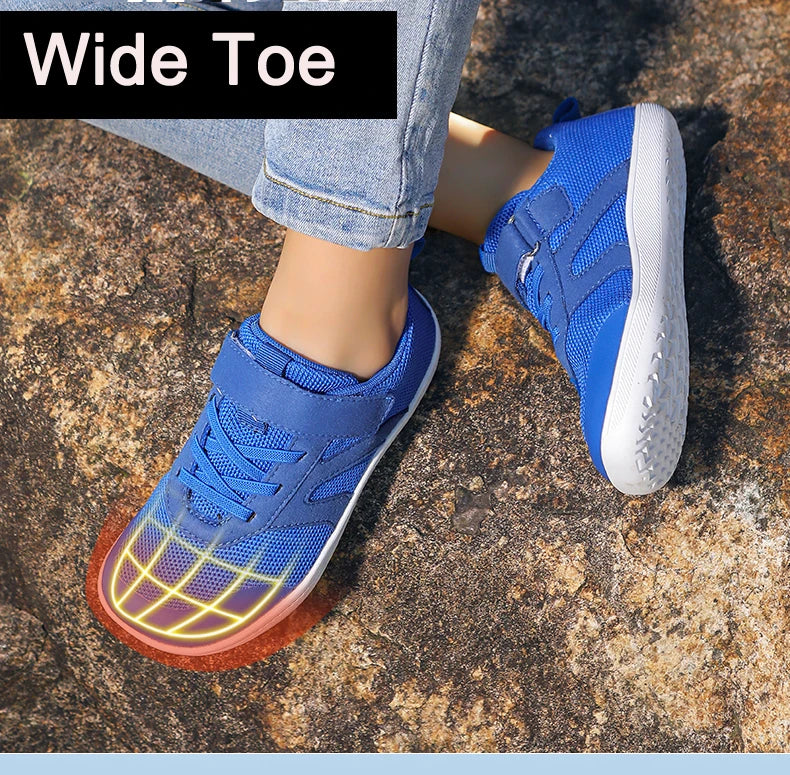 Kid Wide Width Barefoot Shoes | Boys/Girls Minimalist Elastic Opening Sneakers| Flexible- Zero Drop Sole Outdoor Children Shoes