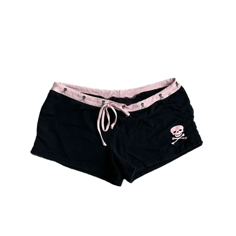 Y2K Casual low-rise Summer shorts for women Sporty style shorts Embroidered monogram print tight hot pants Kawaii Streetwear emo