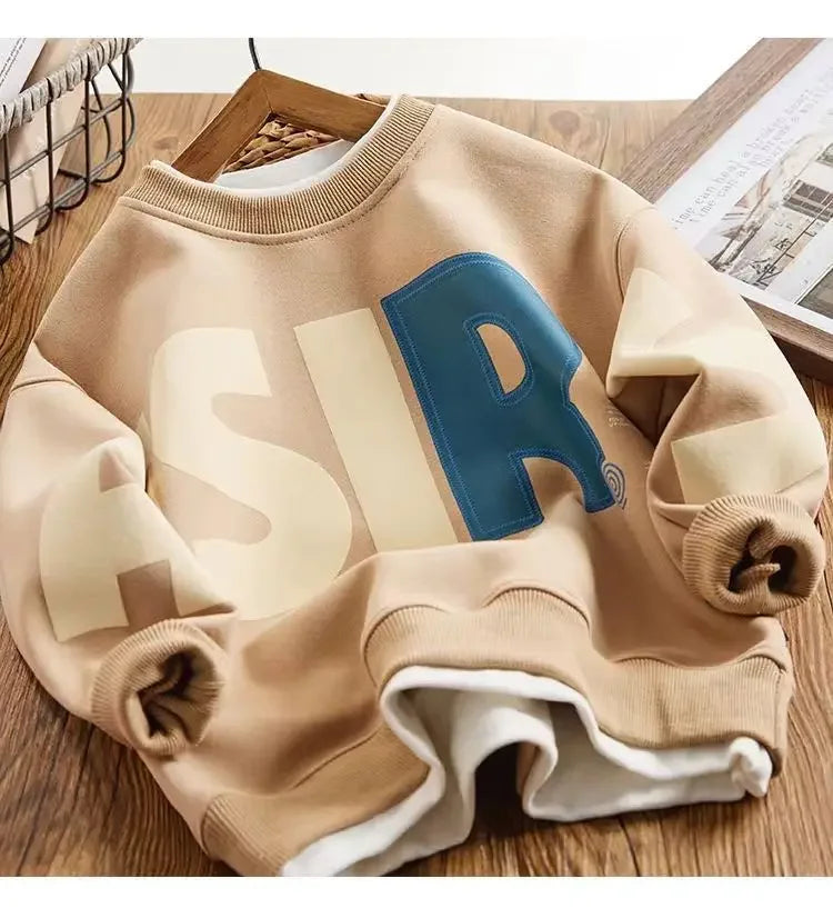 Casual Sportswear Set for Boys Autumn Winter New Style Two-Piece Children's Clothing Trendy Sweatshirt Pants Combo