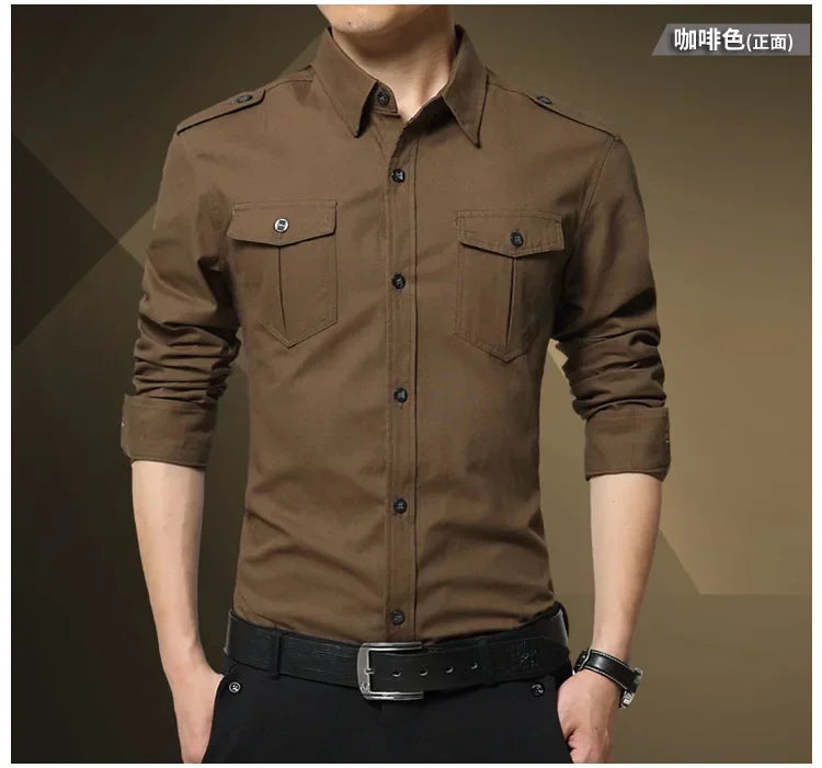 Men Shirts Tops Single Breasted Shirt Turn Down Collar Full Sleeve Casual Regular Splice Simple Slim Fit Top Autumn Winter