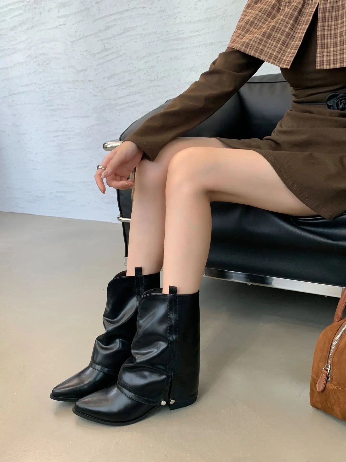 Women's Boots 2025 Autumn New Fashion Retro Pointed Toe Female Ankle Boots Synthetic Leather Outdoor Anti Slip Boots Botas Mujer