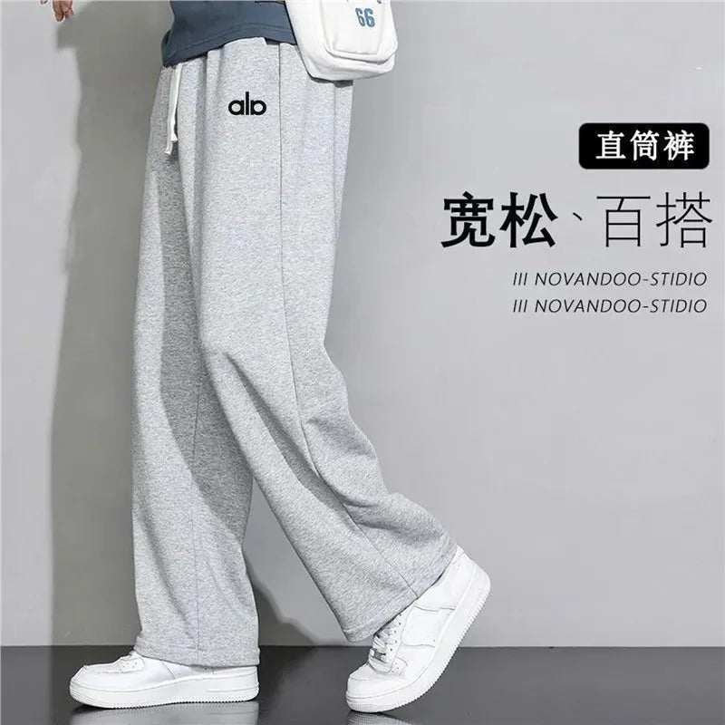 Spring Autumn Loose Wide Leg Thin Straight Leg Sweatpants Trendy Casual Sports Winter Grey Long Pants for Men And Children