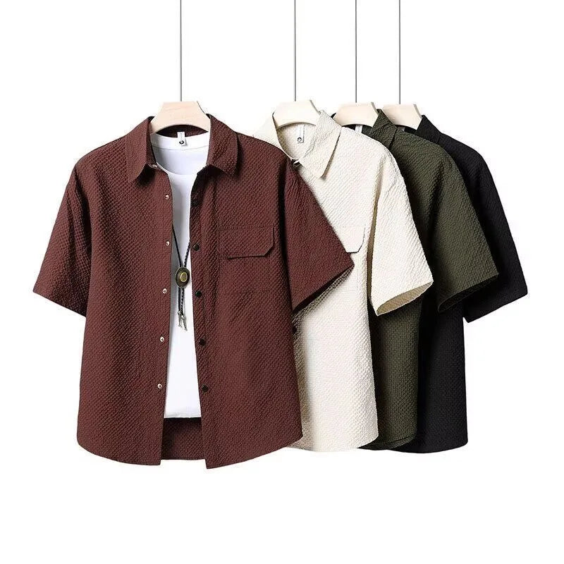 Ice Silk Embroidered ort Sve irt And orts Set for Teen Boys Summer Loose Workwear irt Faionable Brand Five-Quart...