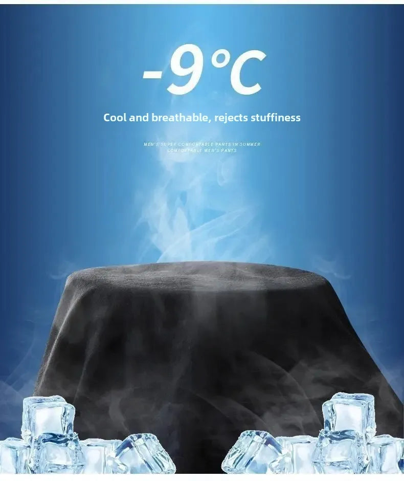 Summer Thin Casual Pants Quick Dry Loose-Fit Plus Size Straight-Leg Pants Elastic Wear-Resistant Sports Ice Silk Trousers For Me