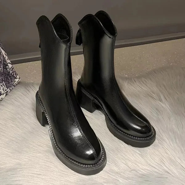 Women's Boots Autumn Luxury Designer Female Shoes Winter Footwear Boots-Women Black Fashion High Heel Ladies Rock Ankle 2025