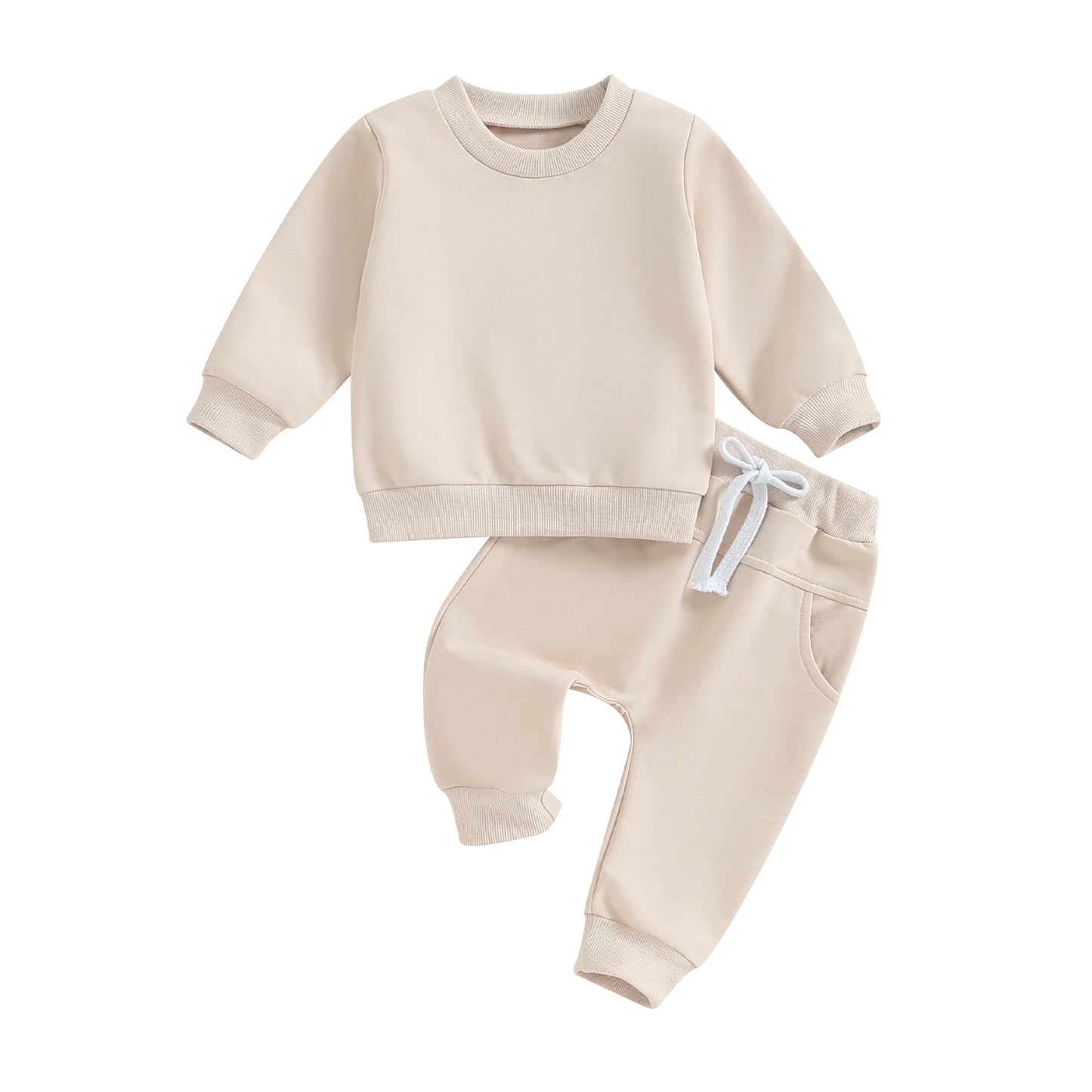 Pudcoco Baby Boy 2 Piece Cute Outfit Solid Color Long Sleeve Sweatshirt and Elastic Pants Set Newborn Infant Fall Clothes 0-3T