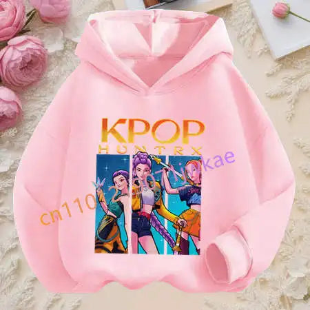Autumn Tracksuit Hood Sportswear Long Sleeve Pullover Kids Clothing Hot K-pop Demon Hunters Hoodies Girl Thin Hooded Sweatshirt