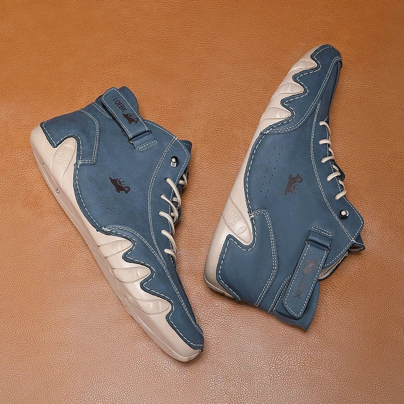 Boots for Men Casual High Top Sneakers Soft Sole Fashion Mens Slip-On Leather Driving Walking Shoes Comfort Luxury Ankle Boots