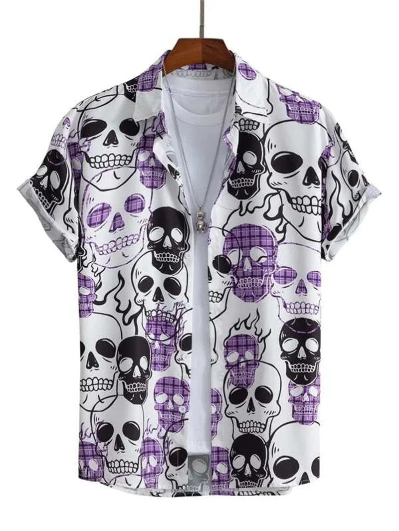 Men's astronaut printed shirts 2023 summer Hawaii short sleeved shirt Men's beach breathable tops Outdoor street men's clothing