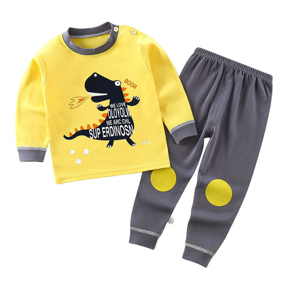 Cotton Kids Pajamas Set for Boys Girls Autumn and Winter Cartoon Sleeping Loungewear Children Night Sleepwear Home Wear Clothes